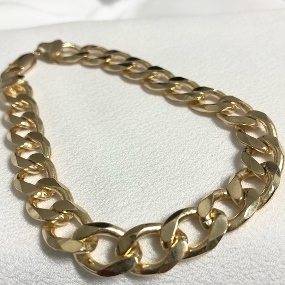 18k Gold Filled Cuban Link Men Bracelet - Picture 2 of 4